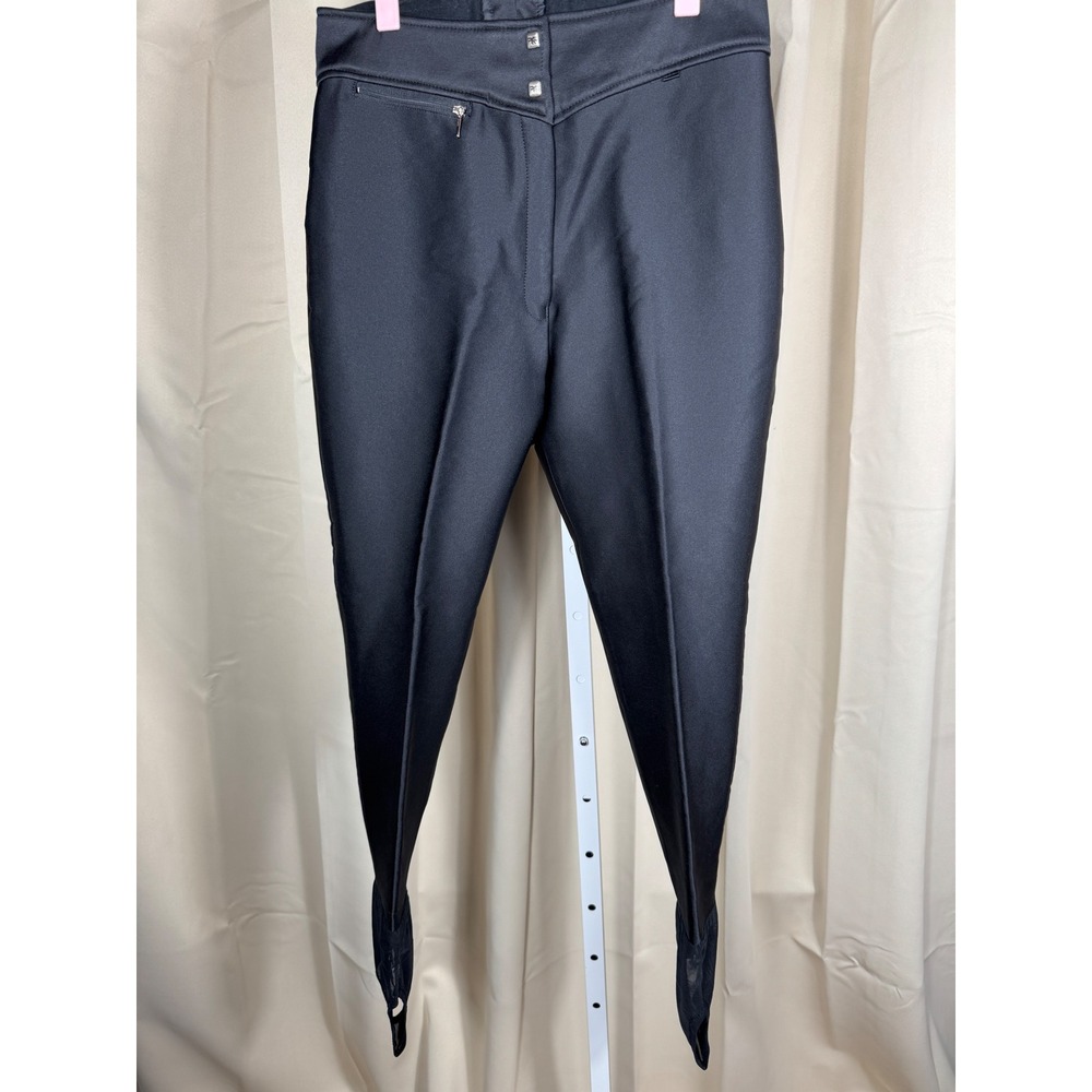 Vintage 1980s Peregrine Sun‎ Valley Skiwear Wool Blend Stirrup Pants Black 14R